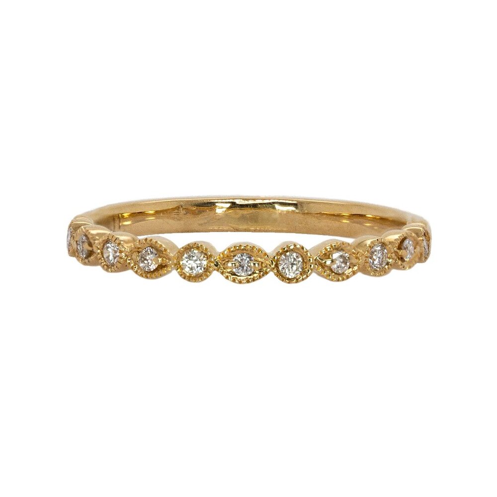 Natural Diamond Band in Solid 14K Yellow Gold | Stackable Ring